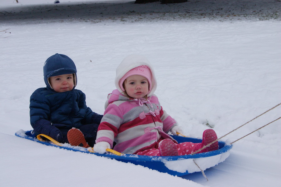 Graham & Zoe sledding